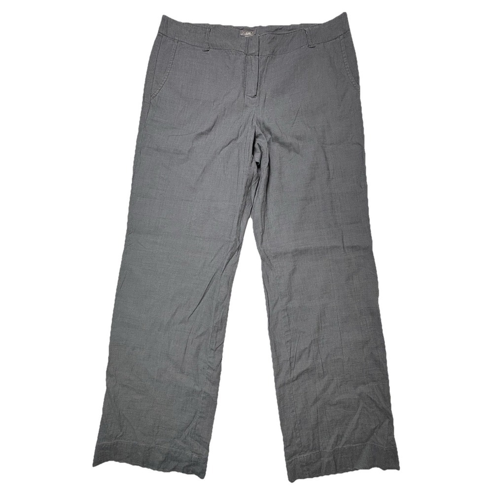J Jill Linen Blend Pants Gray Womens 12‎ Wide Leg Minimalist Lagenlook
